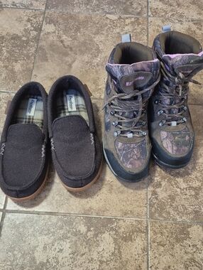 Northside Brown Camo Womans Winter Hiking Boots with Brown Slip-On Moccasins